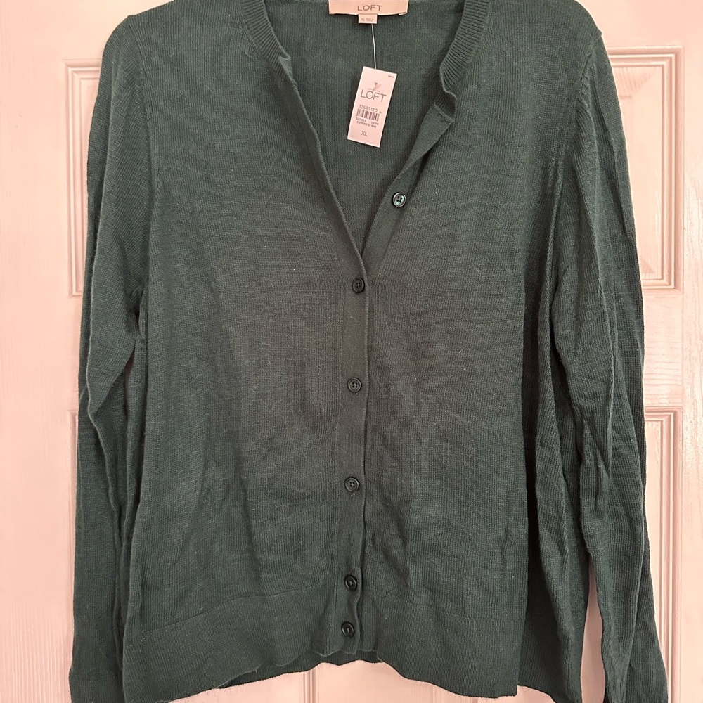 Ann Taylor Loft green cardigan. New with tags in size XL. Women’s